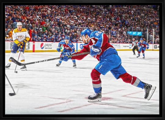 Nathan MacKinnon Colorado Avalanche Framed 20" x 29"Shooting Canvas 31.5" x 22.5"